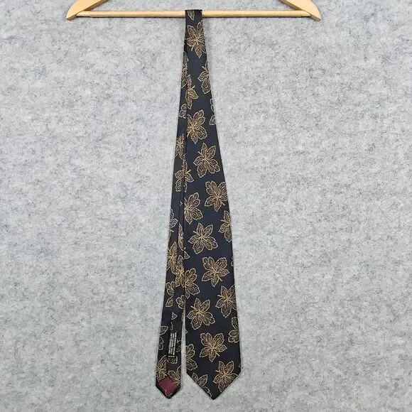 Giorgio Armani Cravatte‎ Brown Leaf Print Necktie 100% Silk Fall Autumn 55x4